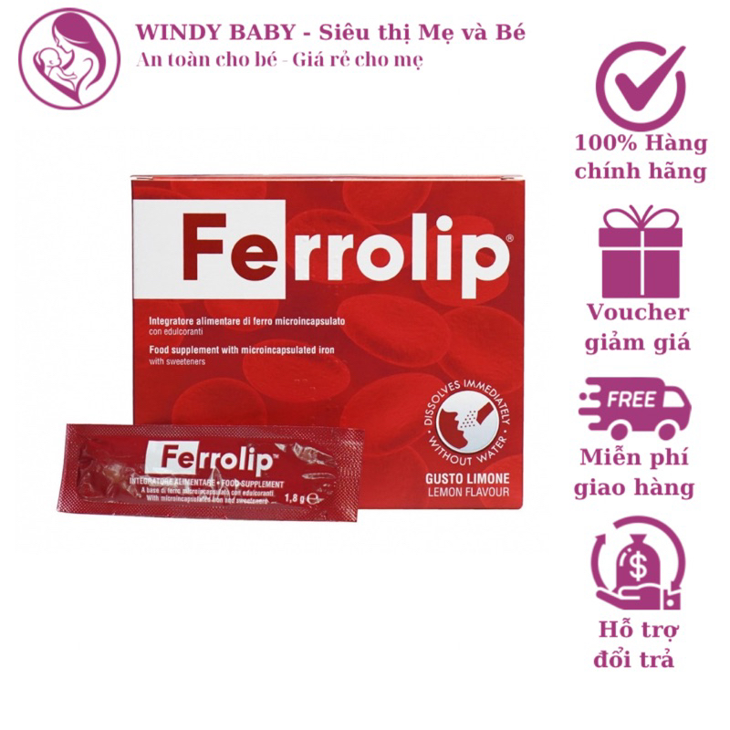 Sắt Sinh Học Ferrolip cho bà bầu và sau sinh, người thiếu máu 20 gói