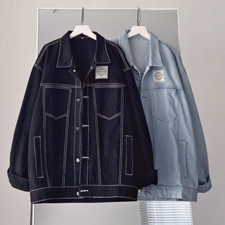 Áo khoác jeans chỉ nổi thêu logo fashion_MimiuStore