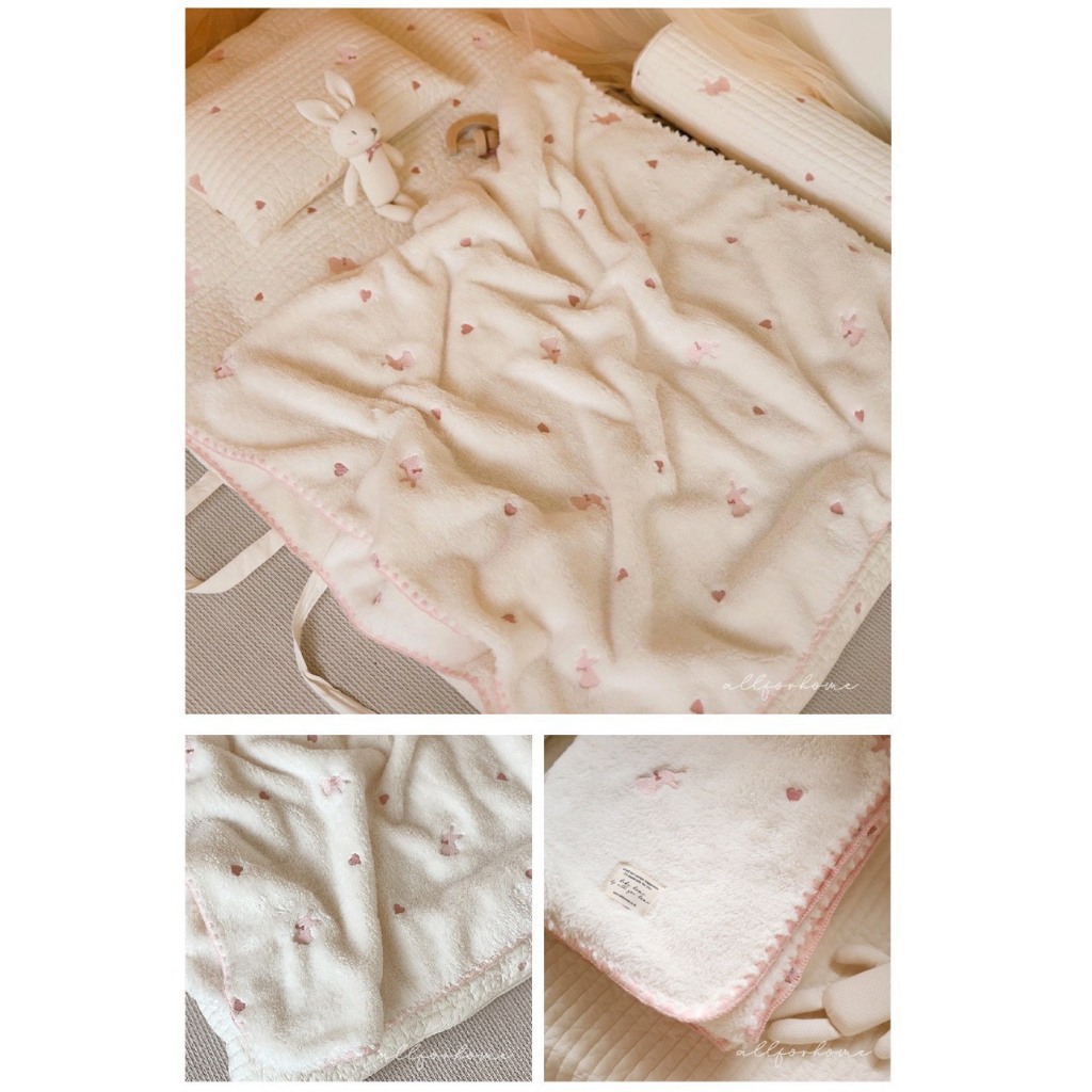 Chăn cho bé lông tuyết hoạ tiết thêu cao cấp style Hàn Quốc cực mềm đẹp dành cho hè thu