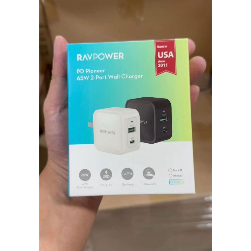 Củ Sạc Nhanh RavPower 65W PD 2 Cổng GAN TECH Chính Hãng - Bảo Hành 12 Tháng
