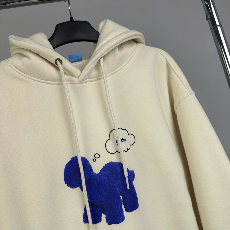 Áo Hoodie GODO Blue Dinosaur - Cream