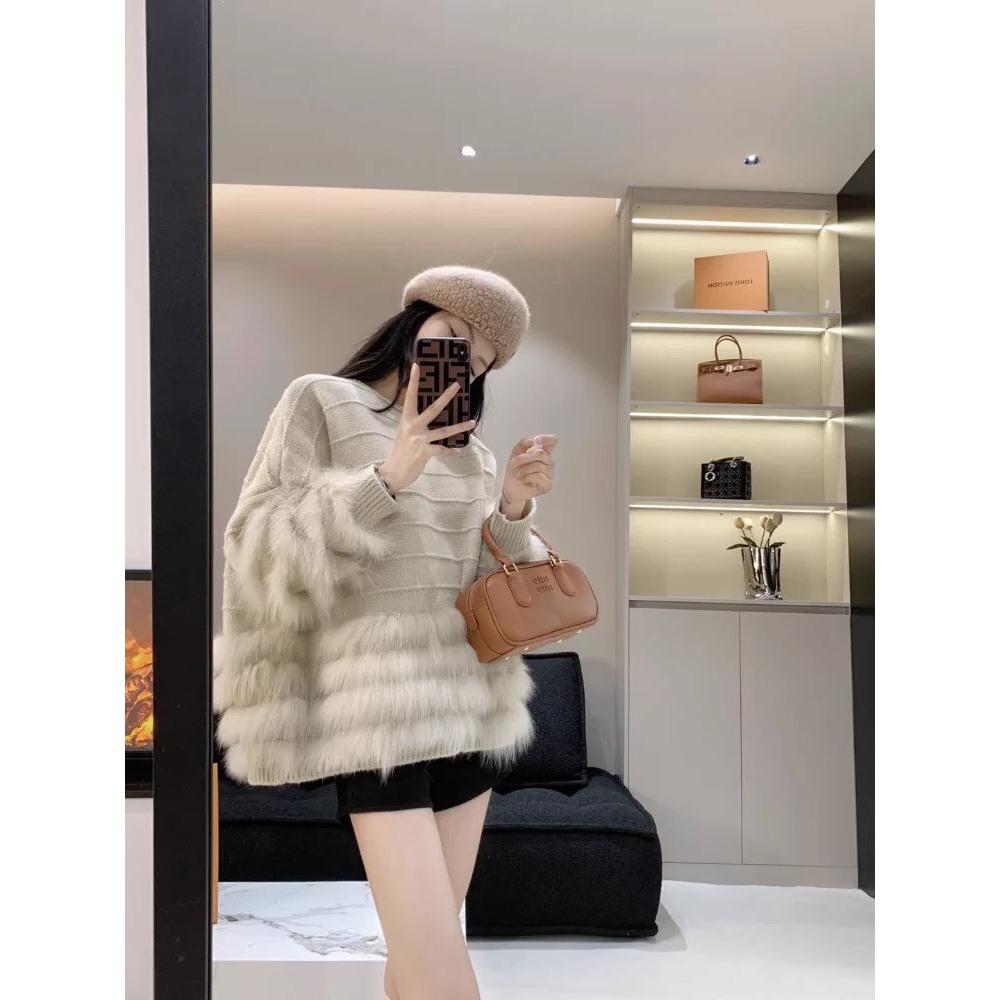 Áo len pha lông thỏ dáng rộng quảng châu PIKA.CLOTHINGG hàn quốc dễ thương, áo len lông dáng trùm mông