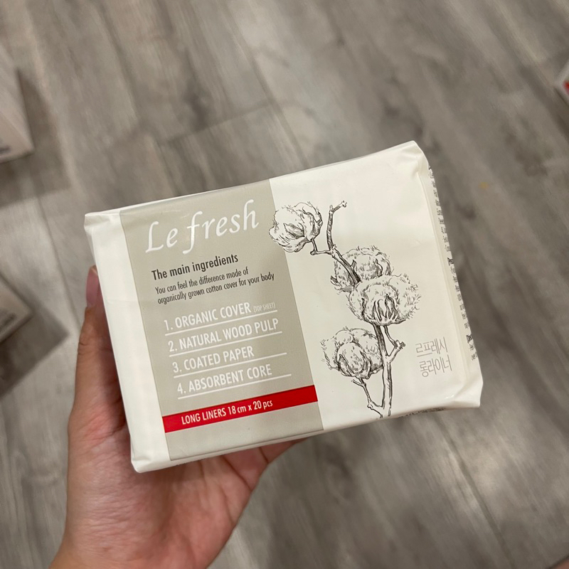 Băng vệ sinh hàng ngày hữu cơ Le Fresh 100% thuần chay cho da nhạy cảm - 20 miếng