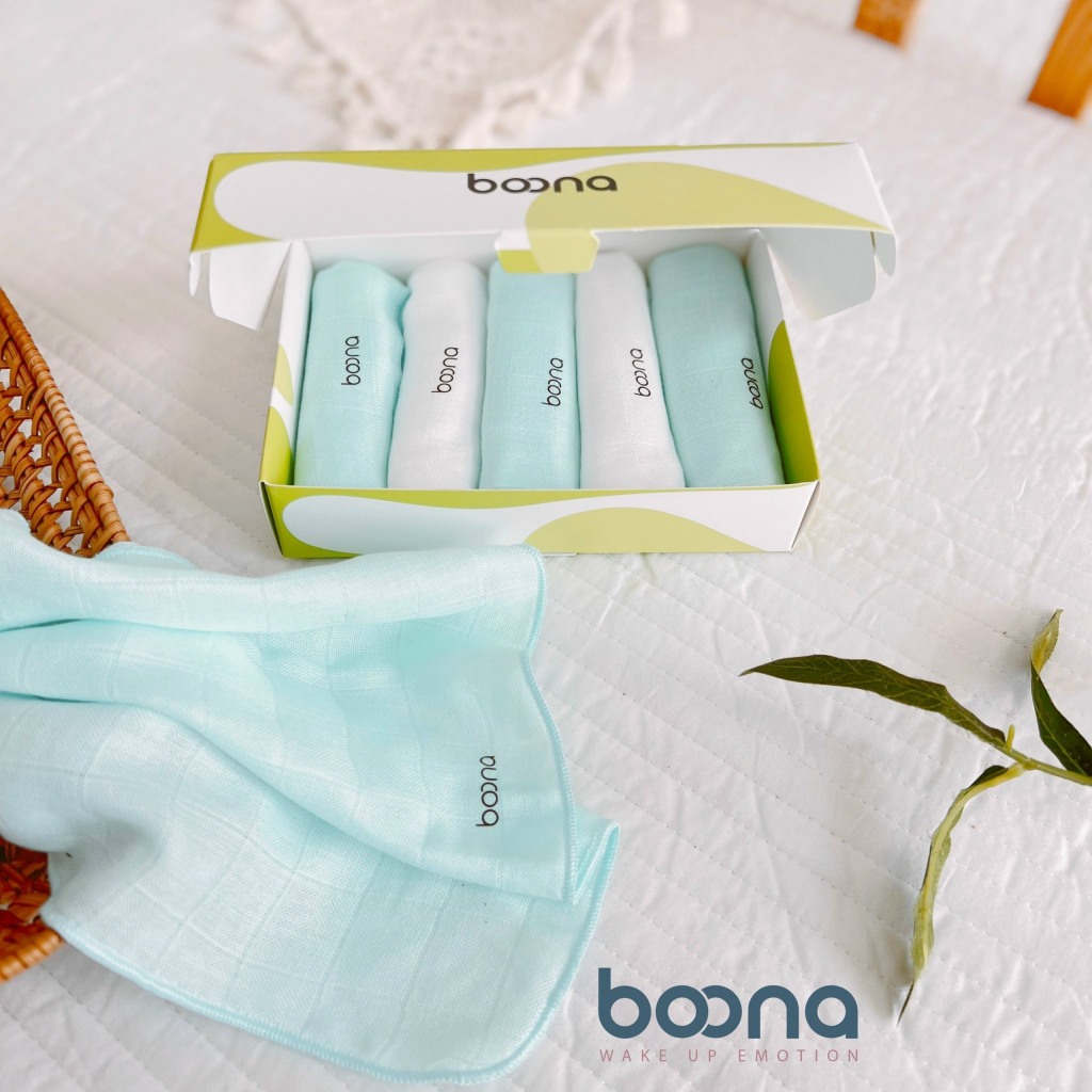 Set 5 Khăn sữa sợi tre lụa Bunny, Boona Siêu Mềm Mại Cho Bé
