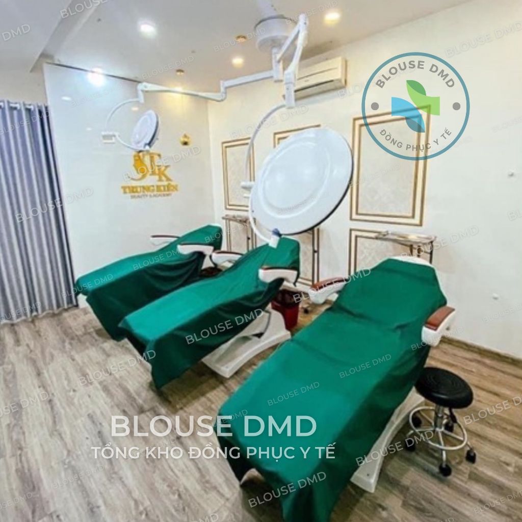 Ga phủ giường y tế - Spa, khăn tiểu phẫu, săng trải bàn tít phẫu thuật vải kaki dày dặn hàng đẹp màu xanh lá