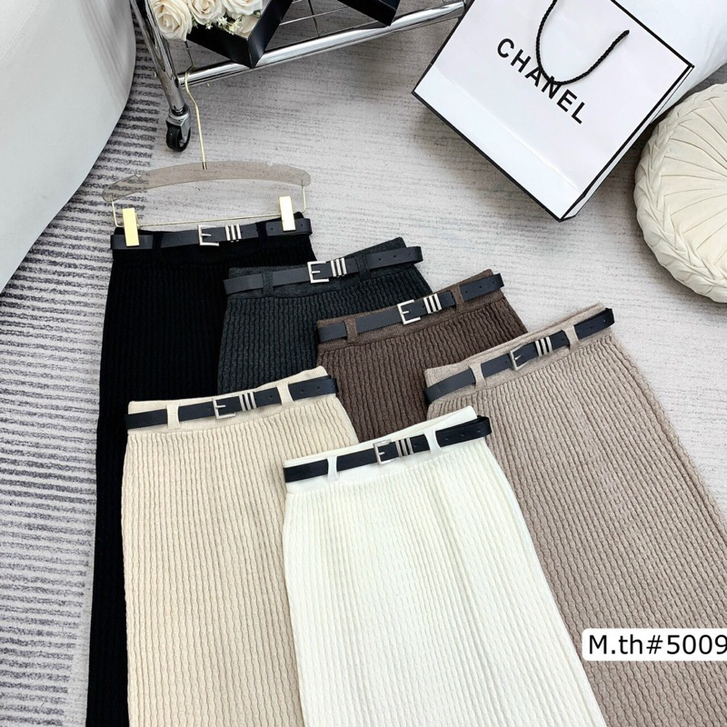 Chân váy len đũa kèm đai - mã 5009 dày - đanh - đẹp