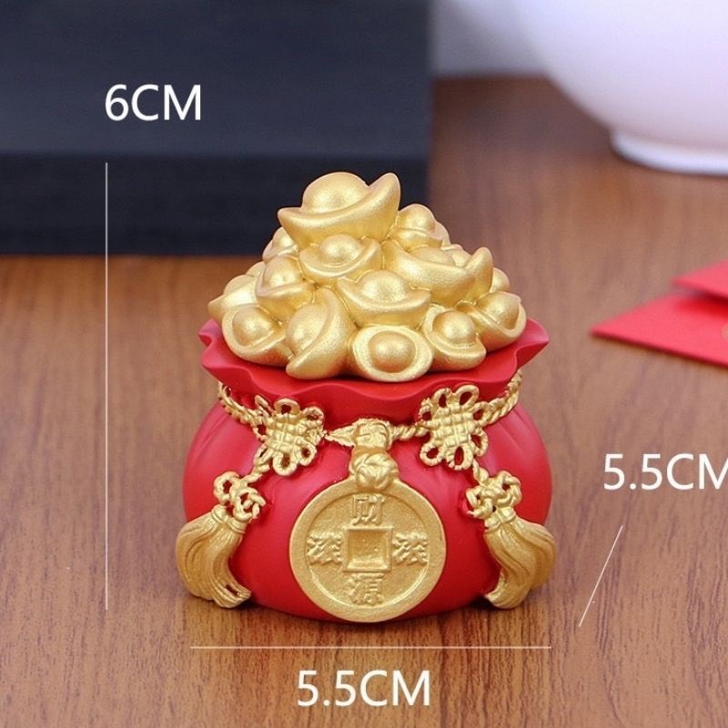 Hũ Đựng Muối Gạo Tài Lộc Đầu Năm Mới, Túi Thần Tài May Mắn Trang Trí Ban Thờ, Bàn Làm Việc Kích thước: 5.5*6*5.5cm