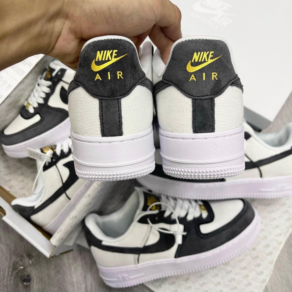 Giày Nike_Air Force 1 Canvas Dark Grey, AF1 xám lông chuột, cổ thấp, da lộng, đế Air tăng chiều cao, bản High quality