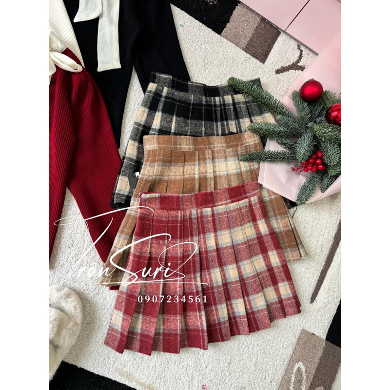 CHÂN VÁY XẾP LI CARO