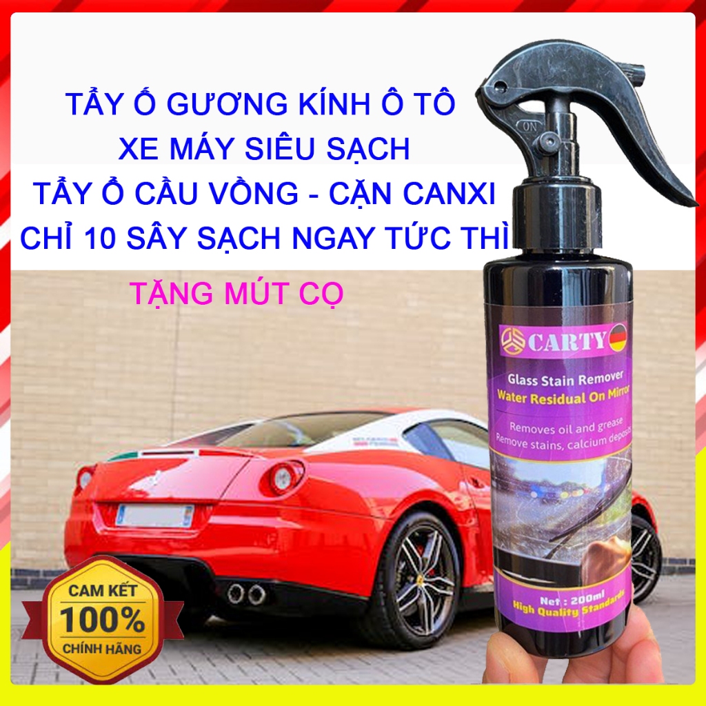 Nước rửa kính xe tô - Tẩy Cặn Canxi - Tẩy Ố Gương Kính Xe Hơi Xe Máy, Làm Sạch Kính Xe Bị Ố Mốc, Mờ Đục