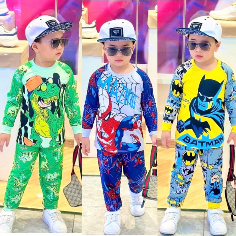 [6-55kg)Bộ đồ bé Trai quần dài in hình 3D chất vải dày mịn thoáng mát được các bé yêu thích BT
