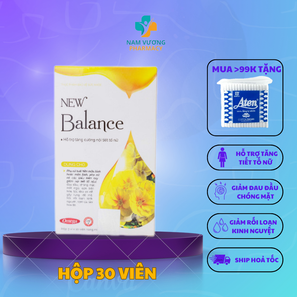 New Balance - Hỗ trợ tăng nội tiết tố nữ, Giảm đau đầu chóng mặt, Điều hoà kinh nguyệt - 1 Hộp 3 vỉ