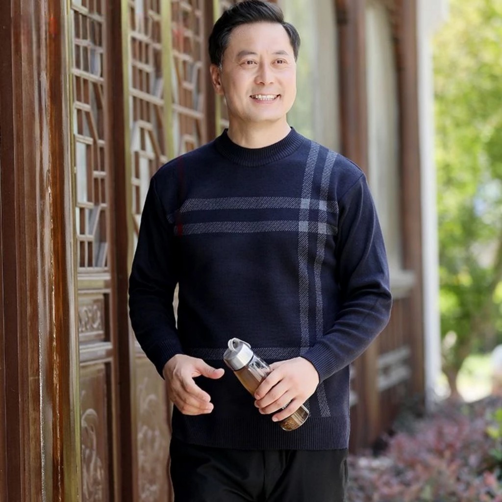 Áo Len Cho Bố hàng Quảng châu| Áo Len Trung Niên Cổ Tròn AL082