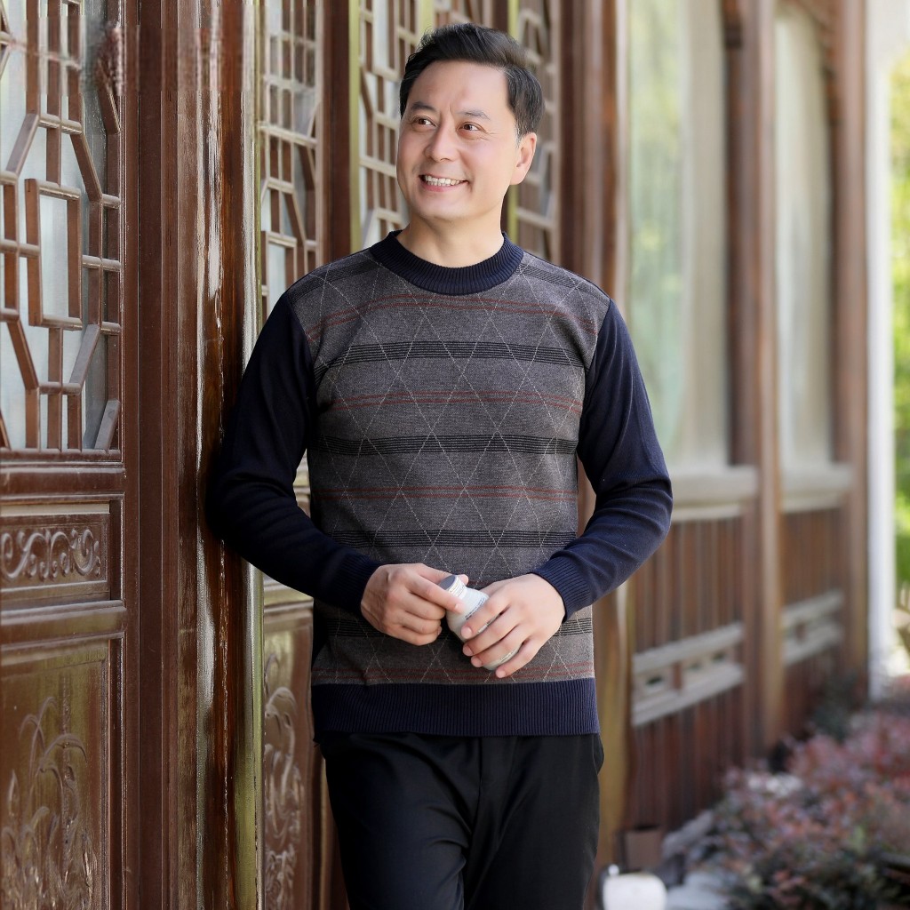 Áo Len Cho Bố hàng Quảng châu| Áo Len Trung Niên Cổ Tròn AL082