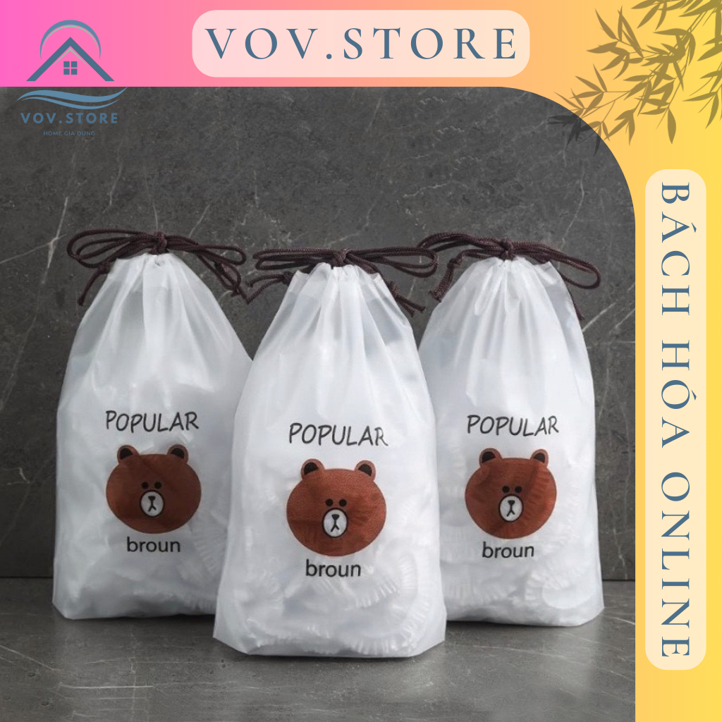 Túi 100 Màng Bọc Thực Phẩm Co Giãn Gấu Polupar Brown VOV.STORE