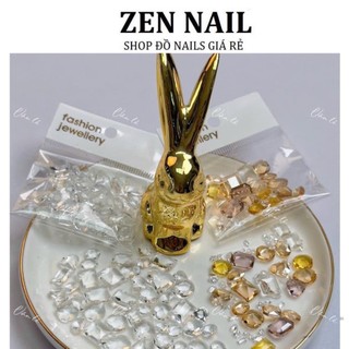 Đá khối pha lê trong suốt . đá khối nail trang trí móng
