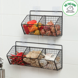kệ inox dán tường đựng đồ nhà bếp, đồ dùng phòng tắm 3 ngăn, kệ sắt phun sơn tĩnh điện SL0031