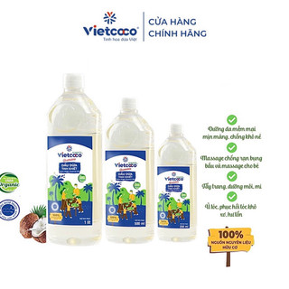 Dầu dừa ép lạnh vietcoco tinh khiết organic chai pet 250ml,500ml,1000ml