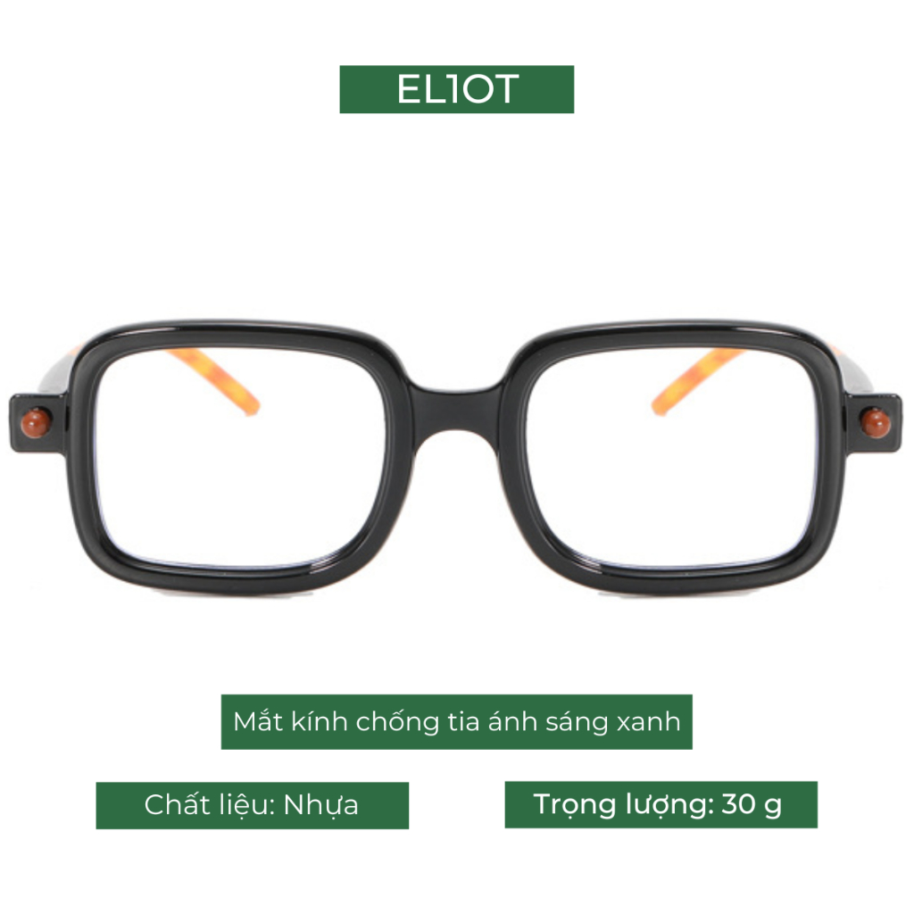 Gọng kính chữ nhật ELIOT Eyewear kính mắt nam nữ tròng kính chống ánh sáng xanh phong cách thời trang Unisex 13101