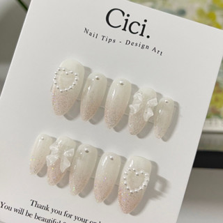 🌷CICI.NAILBOX🌷 Móng Giả Thiết Kế Nhũ C16 Blink Đầu Móng Nơ Thạch Nhẹ Nhàng Cici Nailbox