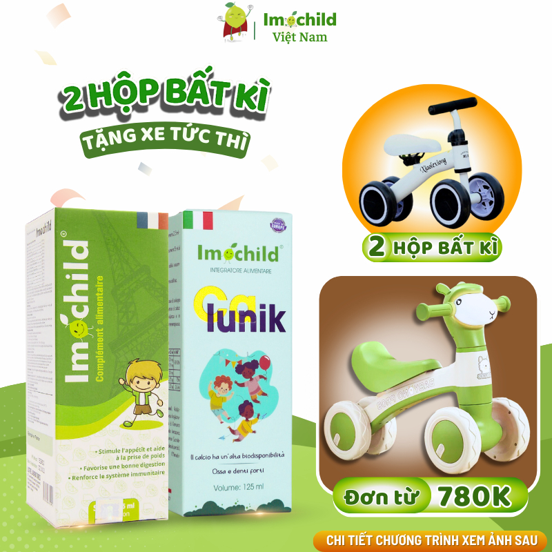 Combo 2 Hộp Tăng Đề Kháng + Canxi Calunik Imochild, Giúp Bé Cao Lớn Khỏe Mạnh - IMOCHILD Kiện 2 Hộp
