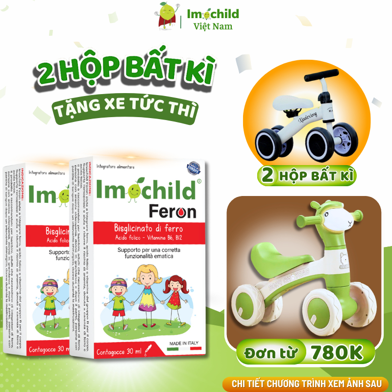 Combo 2 Hộp Sắt Nhỏ Giọt Imochild FERON Cho Bé, Hỗ Trợ Tái Tạo Hồng Cầu - IMOCHILD 30ml