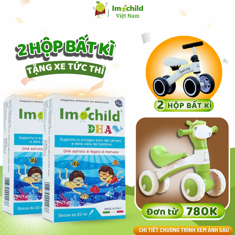 Combo 2 Hộp Vitamin DHA Imochild Phát Triển Não Bộ Giúp Bé Mắt Sáng Tinh Anh - IMOCHILD Hộp 20ml