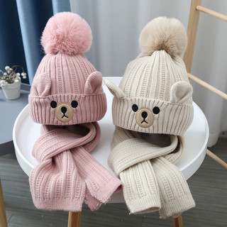 Set mũ khăn len quả bông cho bé gái và bé trai hình ngộ nghĩnh