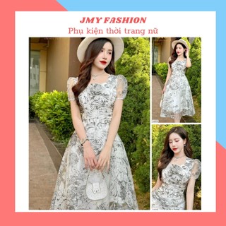 V4315 Váy hoa nhí tay bồng dự tiệc [Dolece Viva Colection (DVC)] váy đầm tiểu thư thiết kế đinh hoa nữ tính