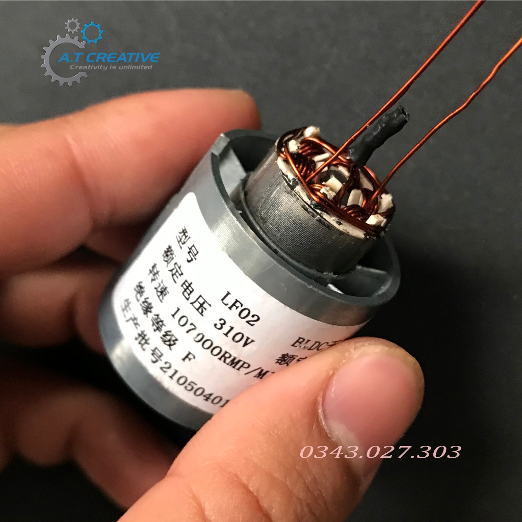 Motor Phản Lực Không Chổi Than BLDC Chế Máy Thổi , Động Cơ Máy Sấy Tóc 100000 RPM Quấn Lại Chạy Pin 2s- 3S