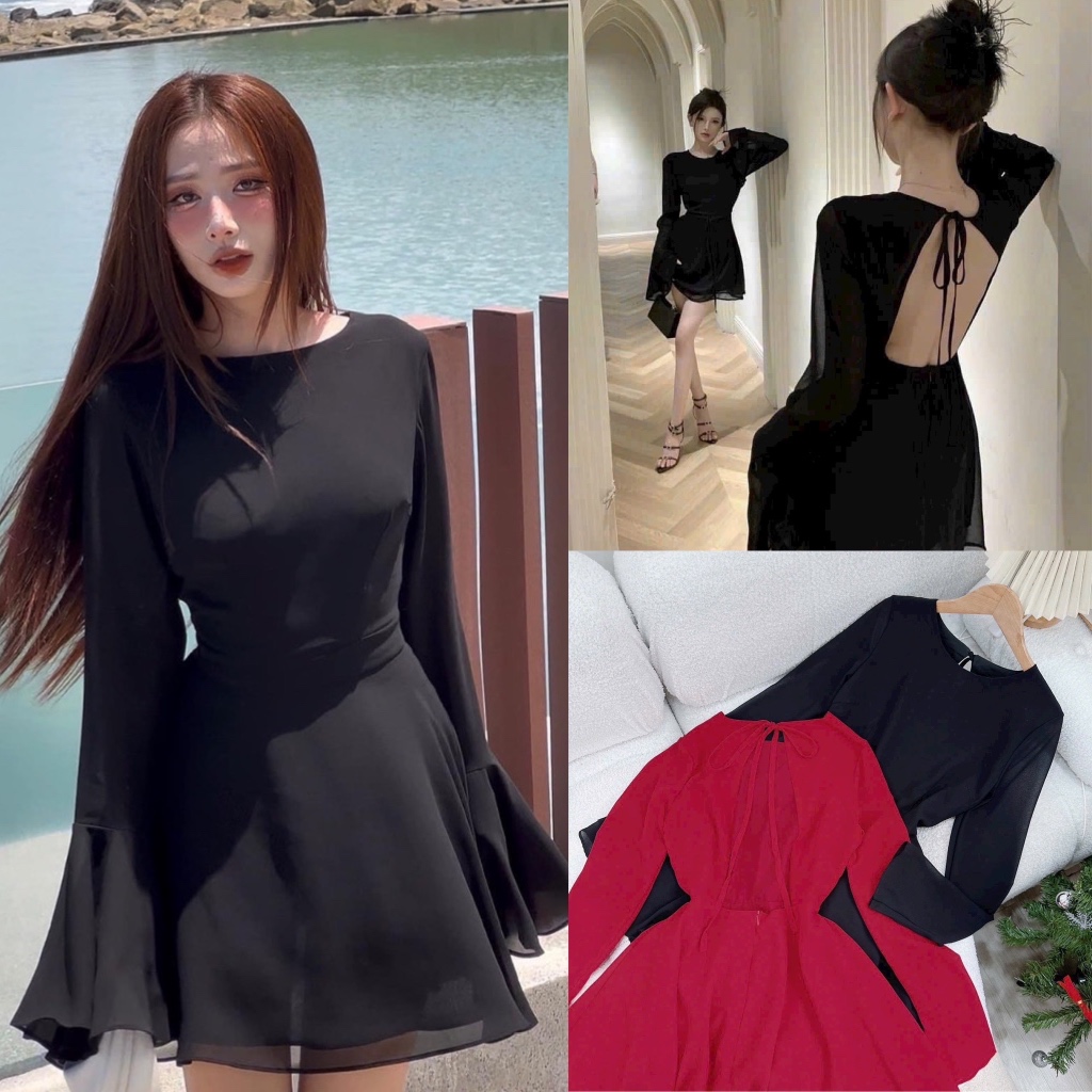 ĐẦM HỞ LƯNG TAY LOE (KÈM VIDEO HÌNH THẬT)