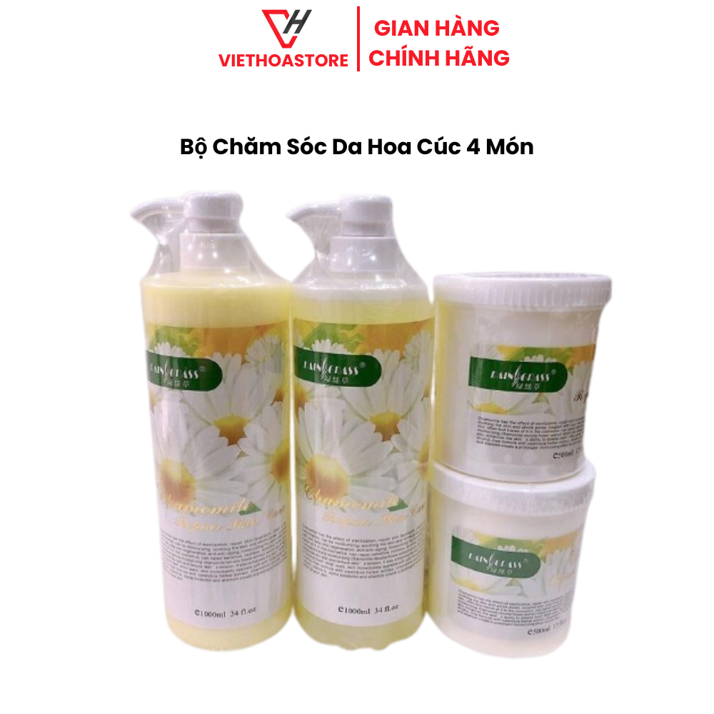 Bộ Chăm Sóc Da Hoa Cúc 4 món ( Kem Massage, Tẩy Da Chết, Nước Hoa Hồng, Sữa Rửa Mặt)