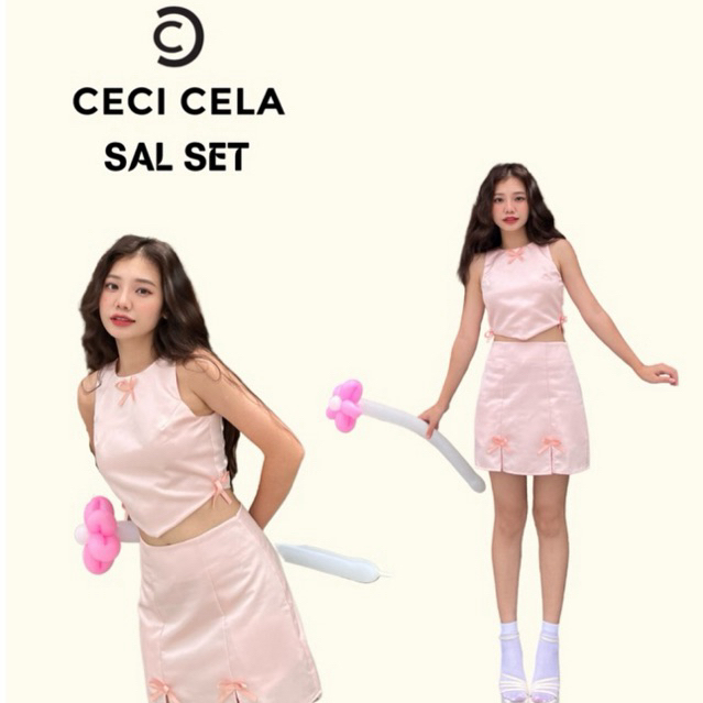 Ceci Cela - Set tách lẻ áo nơ và chân váy nơ Sal