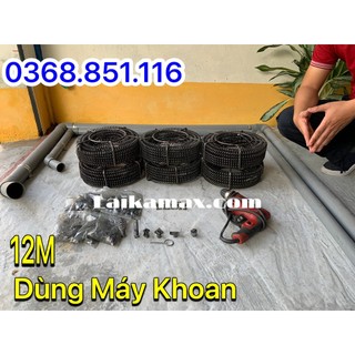 Dây thông tắc cống lò xo dùng máy khoan dài 12m + 6 đầu thông + kết nối máy khoan