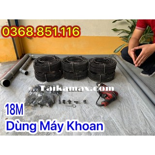 Dây thông tắc cống lò xo dùng máy khoan dài 18m + 6 đầu thông + kết nối máy khoan