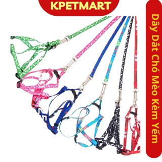 Dây Dắt Chó Mèo Kèm Yếm - Set Dây Xích Ngực Chó Mèo Thú Cưng Chống Trầy Cổ - Dây dắt yếm - KPETMART