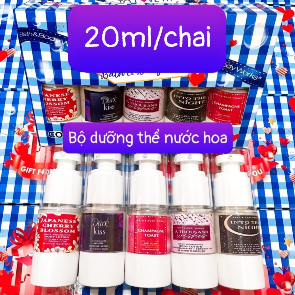 Set 5 Chai Như hình Sữa Tắm Mini Size  BBW Bath&Body Works