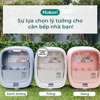 Hộp Đựng Đũa Thìa Dán Tường HOKORI 6788, Bốn Ngăn Tiện Dụng Có Nắp Đậy