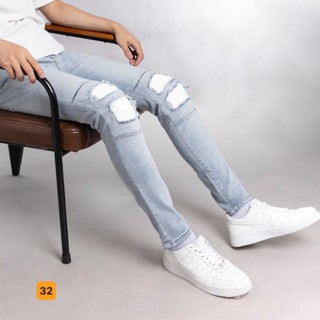 Quần jean nam co giãn thời trang Kelvin Fashion, quần bò nam cao cấp phối dập da siêu hot - JD32