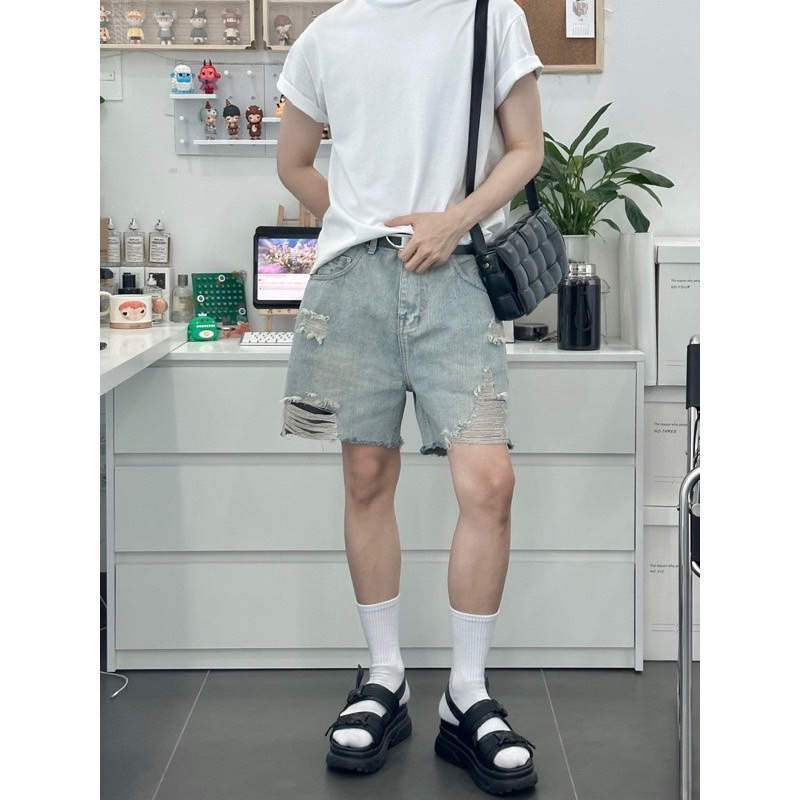 LIGHT LEAL SHORT - QUẦN ĐÙI JEANS ỐNG RỘNG FORM UNISEX