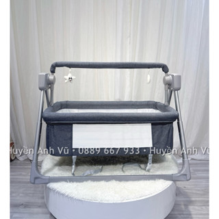 Nôi điện cho bé, nôi điện tự động, có điều khiển từ xa, kết nối bluetooth kích thước 106*62*80cm có màn và phát nhạc