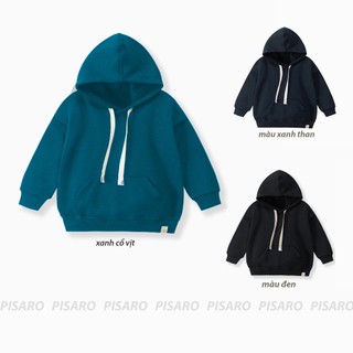 Áo hoodie nỉ bông PISARO giữ nhiệt, giữ ấm dài tay có mũ cho bé trai bé gái chất dày dặn