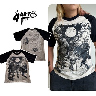 Áo raglan ngắn tay 4Art THE MASTER AND MARGARITA Ver 2 Cotton 2 chiều 235gsm Oversized Unisex Áo Be Tay Đen