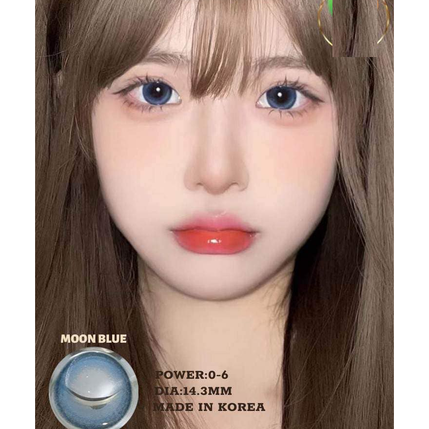 HỎA TỐC Lens blue có ĐỘ CẬN sẵn 0-6 độ kính áp tròng CẬN màu xanh dương chính hãng Hàn Quốc MOON BLUE