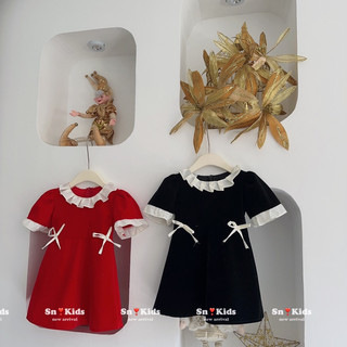 Xả Váy đầm noel 2 nơ cho bé gái