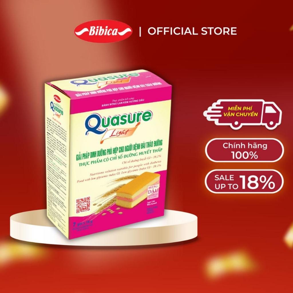 [QUÀ TẶNG] Bánh Bông Lan Quasure Light Dâu Bibica 126g - Thực phẩm dành cho người ăn kiêng, tiểu đường