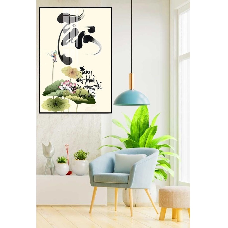 Tranh treo tường Chữ Thư Pháp Laminate - Tranh Tráng Gương - Tranh Decor trang treo tường 40x60cm