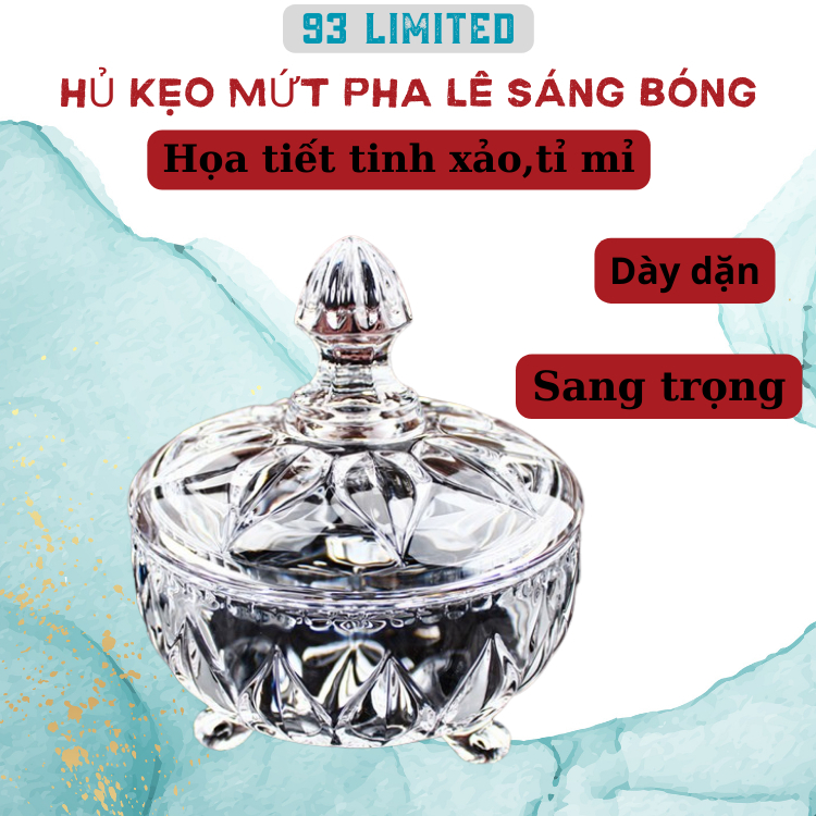 Hủ Thủy tinh đựng bánh kẹo mứt dạng pha lê sáng bóng với họa tiết độc đáo cao cấp