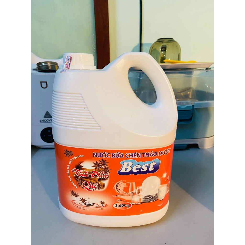 Nước rửa bát thảo dược hương quế chicaphe 3.6kg đậm đặc  , thơm, diệt khuẩn, khử mùi...