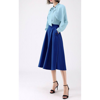 Beucloset - set áo sơ mi tay dài kèm chân váy lụa